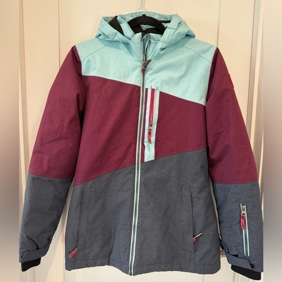 KILLTEC Torey JR ski jacket coat kids teal and burgundy size 16 junior K - Picture 3 of 9